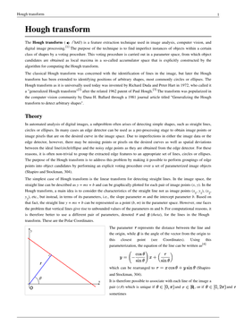 Hough Transform 1 Hough Transform