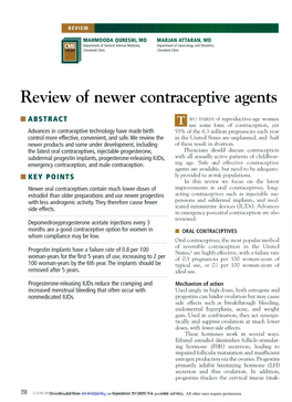 Review of Newer Contraceptive Agents