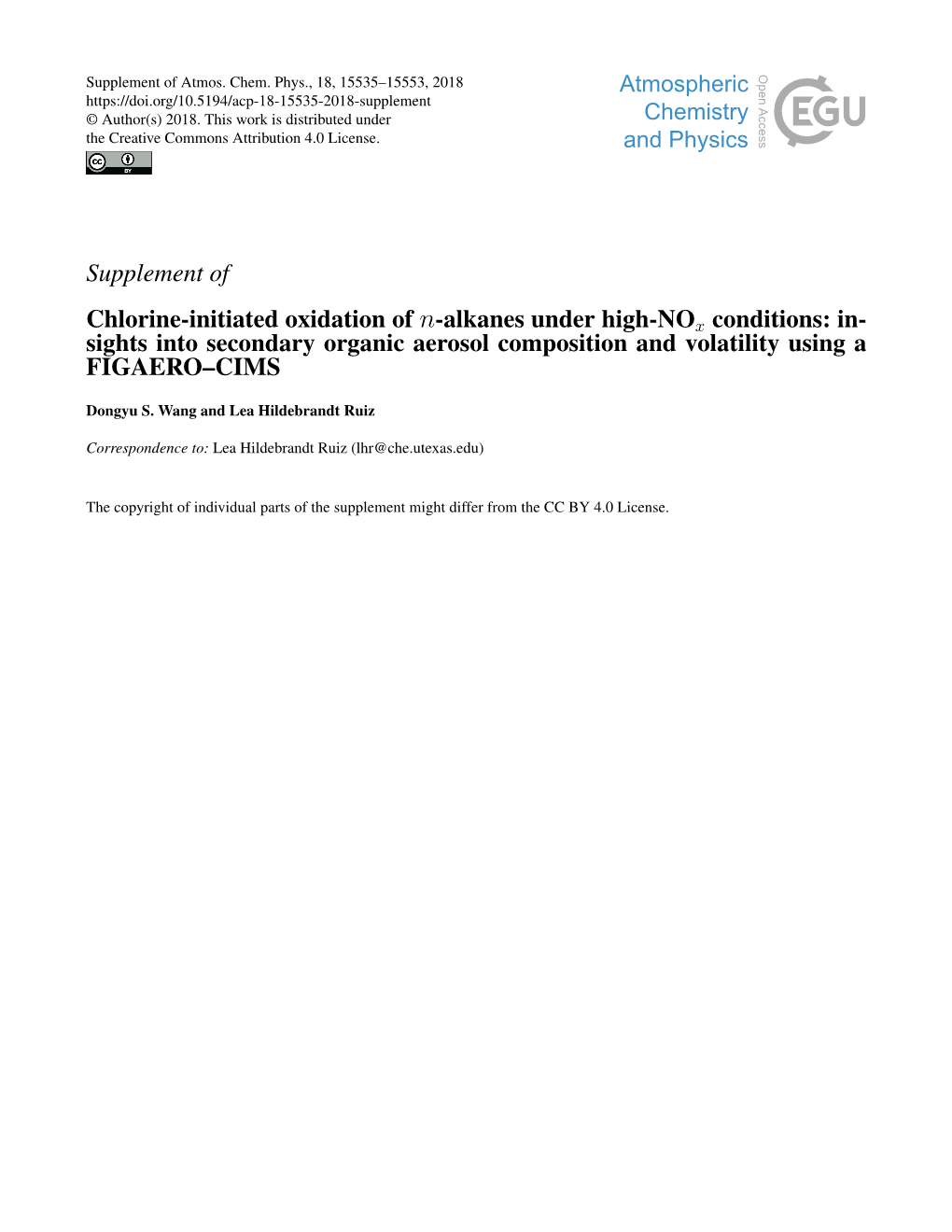 Supplement of Chlorine-Initiated Oxidation of N-Alkanes Under High