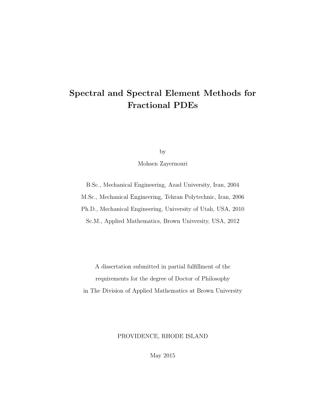 Spectral and Spectral Element Methods for Fractional Pdes