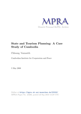State and Tourism Planning: a Case Study of Cambodia