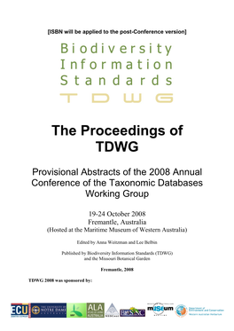 The Proceedings of TDWG