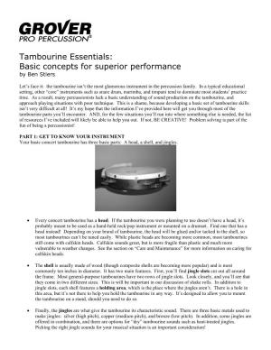 Tambourine Essentials: Basic Concepts for Superior Performance by Ben Stiers