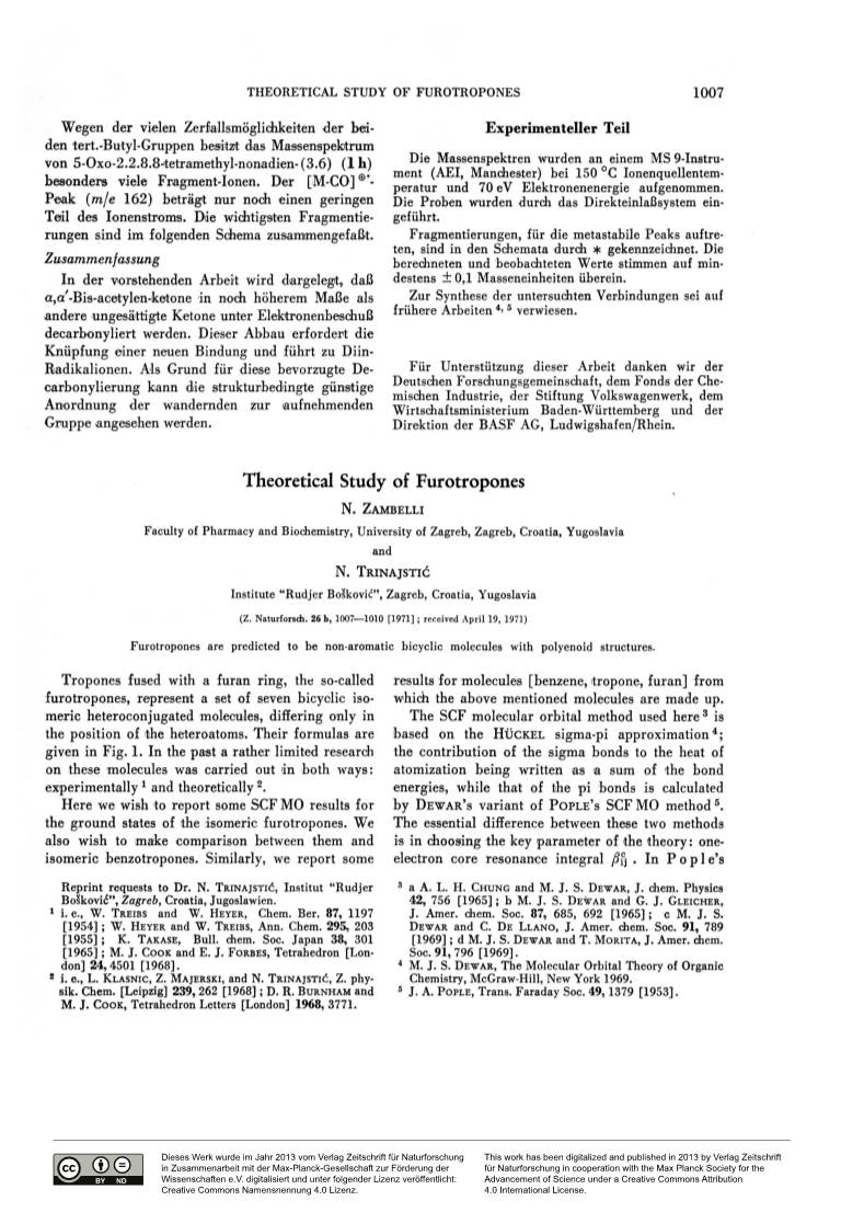 Theoretical Study of Furotropones 1007