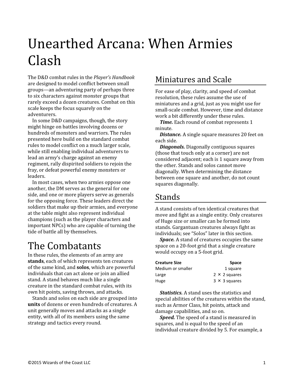 Unearthed Arcana: When Armies Clash