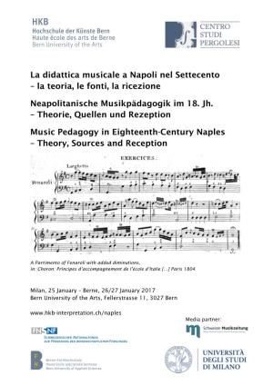 La Teoria, Le Fonti, La Ricezione Neapolitanische Musikpädagogik