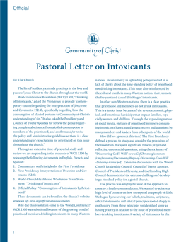 Pastoral Letter on Intoxicants
