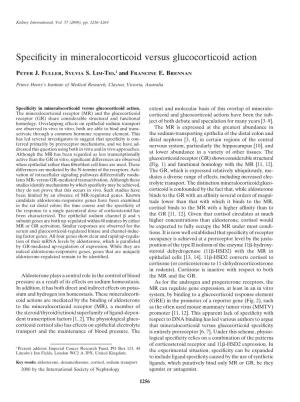 Specificity in Mineralocorticoid Versus Glucocorticoid Action