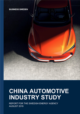 China Automotive Industry Study Report for the Swedish Energy Agency August 2019