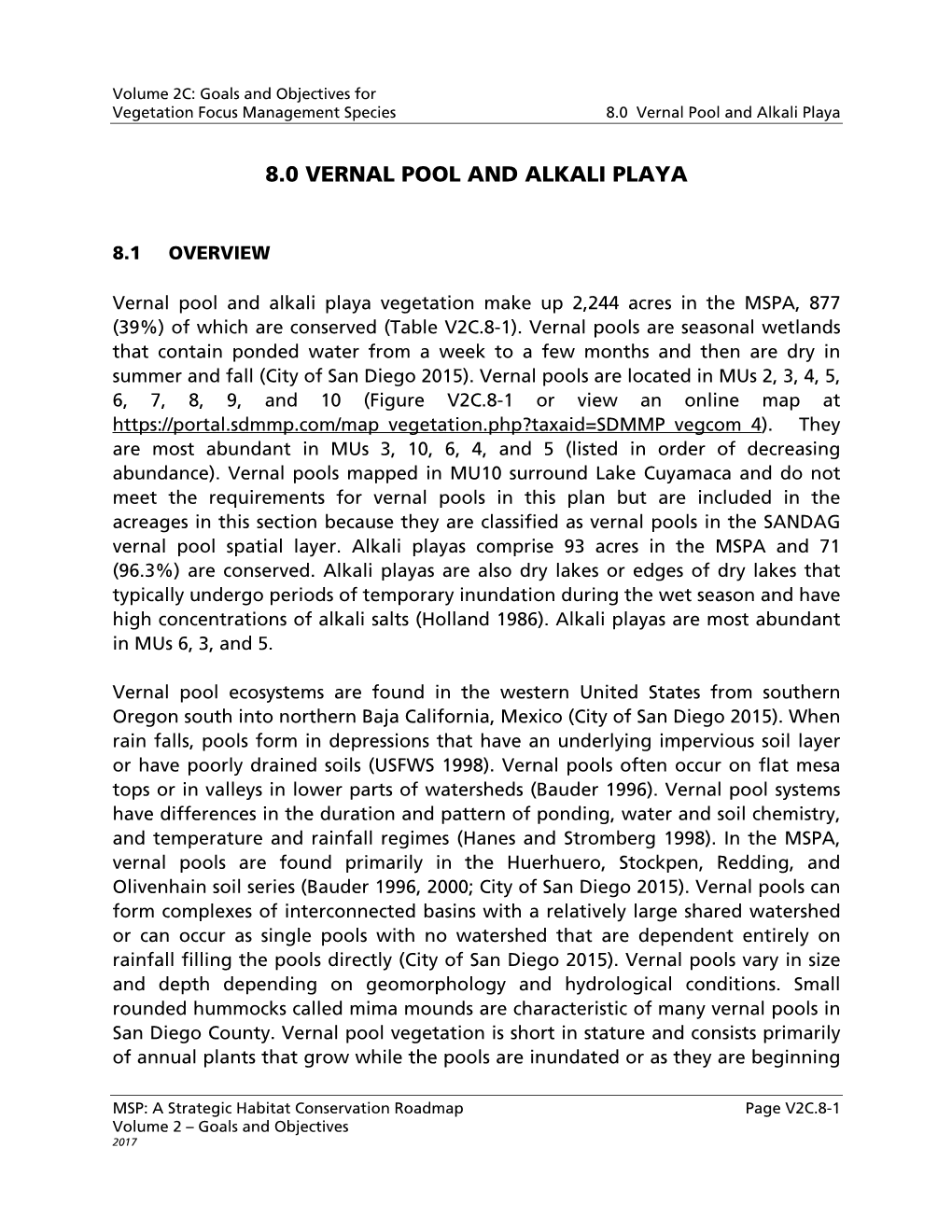 8.0 Vernal Pool and Alkali Playa