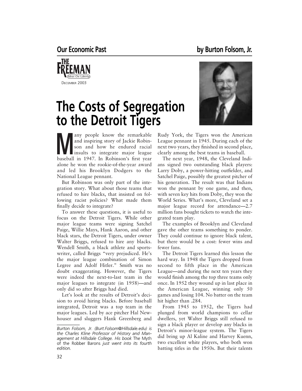 The Costs of Segregation to the Detroit Tigers