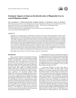 Ecological Impacts of Dams on the Fish Diversity of Bhagirathi River in Central Himalaya (India)
