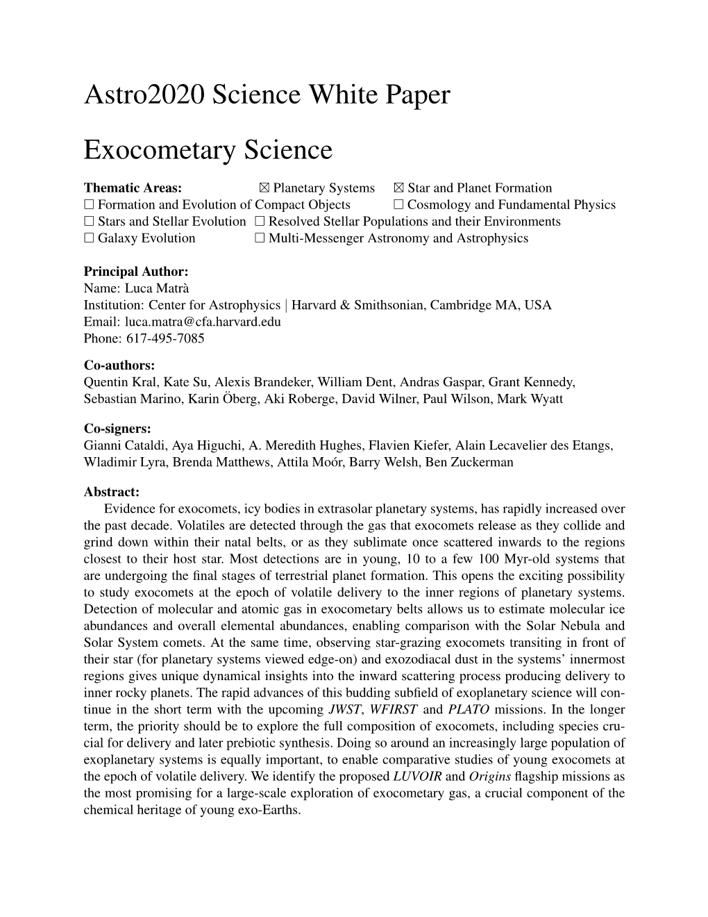 Exocometary Science