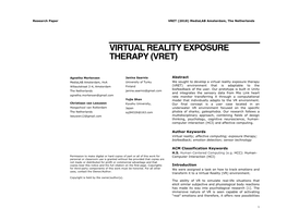 Virtual Reality Exposure Therapy (Vret)