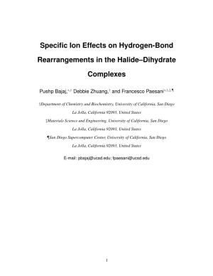 Specific Ion Effects on Hydrogen-Bond Rearrangements In