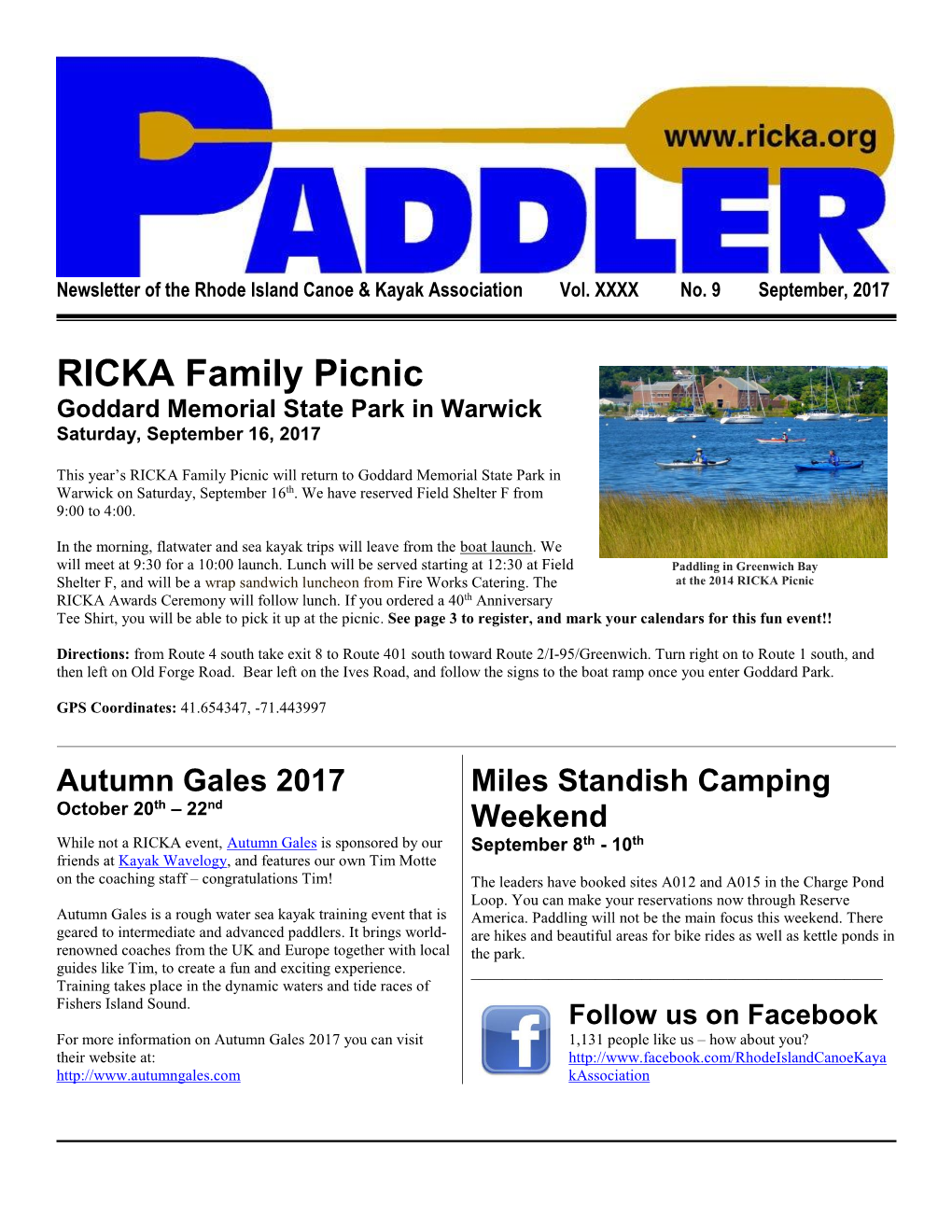 RICKA Family Picnic Goddard Memorial State Park in Warwick Saturday, September 16, 2017