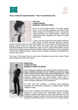 Annex A: Bios of Creative Directors - Clara Yee and Randy Chan