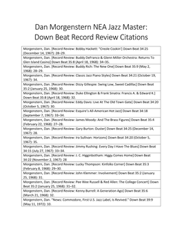 Dan Morgenstern Down Beat Record Review Citations