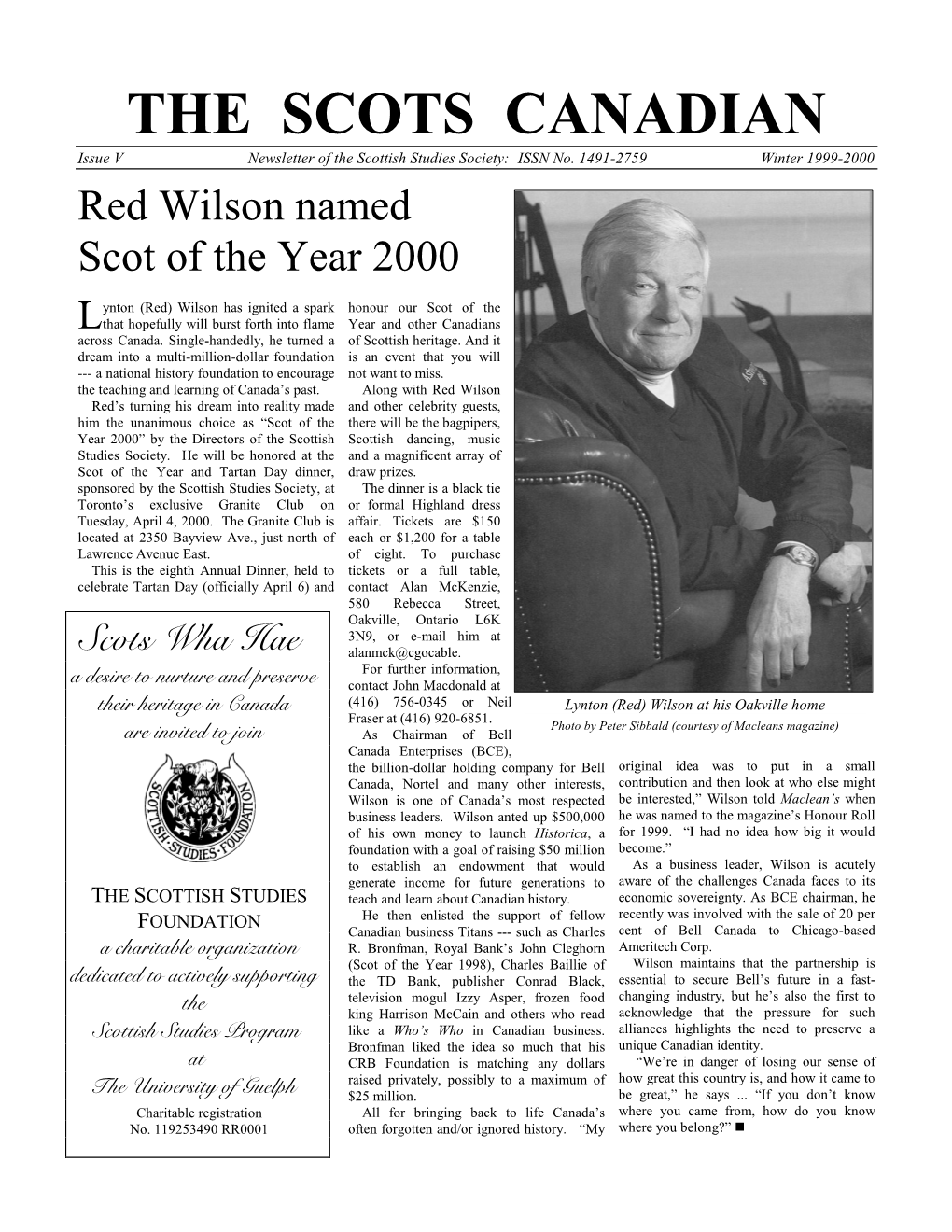 Winter 1999-2000 Red Wilson Named Scot of the Year 2000