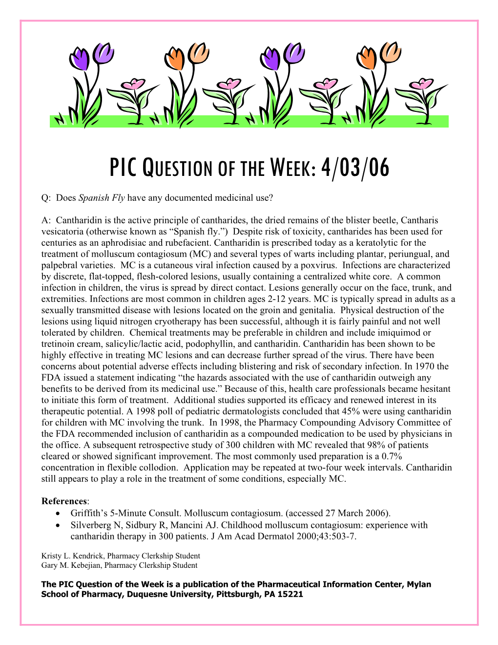 Picquestion of the Week:4/03/06