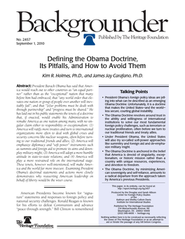 Defining Obama's Foreign Policy Doctrine, Its Pitfalls, and How To