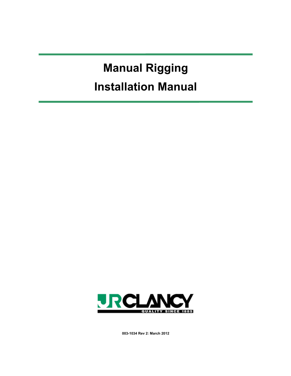 Manual Rigging Installation Manual