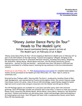 DISNEY JR DANCE PARTY Release
