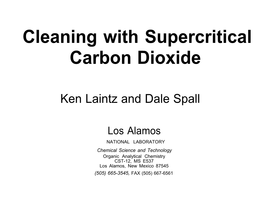 Cleaning with Supercritical Carbon Dioxide