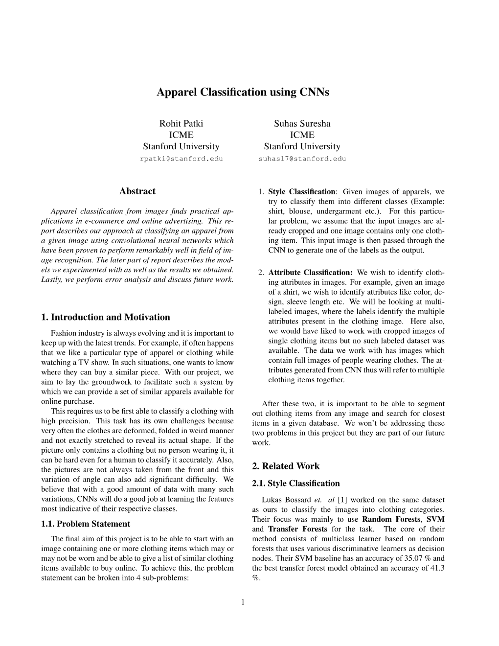 Apparel Classification Using Cnns