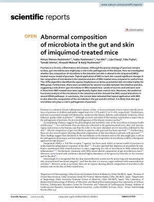 Abnormal Composition of Microbiota in the Gut and Skin of Imiquimod-Treated Mice