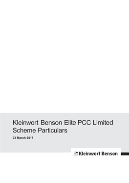 Kleinwort Benson Elite PCC Limited Scheme Particulars