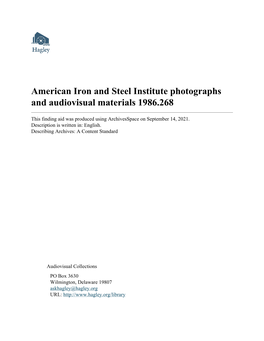 American Iron and Steel Institute Photographs and Audiovisual Materials 1986.268