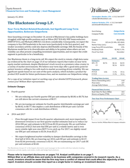 The Blackstone Group L.P. Anicholas@Williamblair.Com