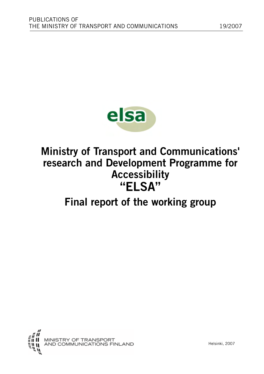 “ELSA” Final Report of the Working Group