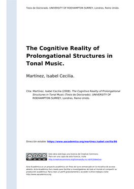 The Cognitive Reality of Prolongational Structures in Tonal Music