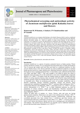 Phytochemical Screening and Antioxidant Activity of Jasminum