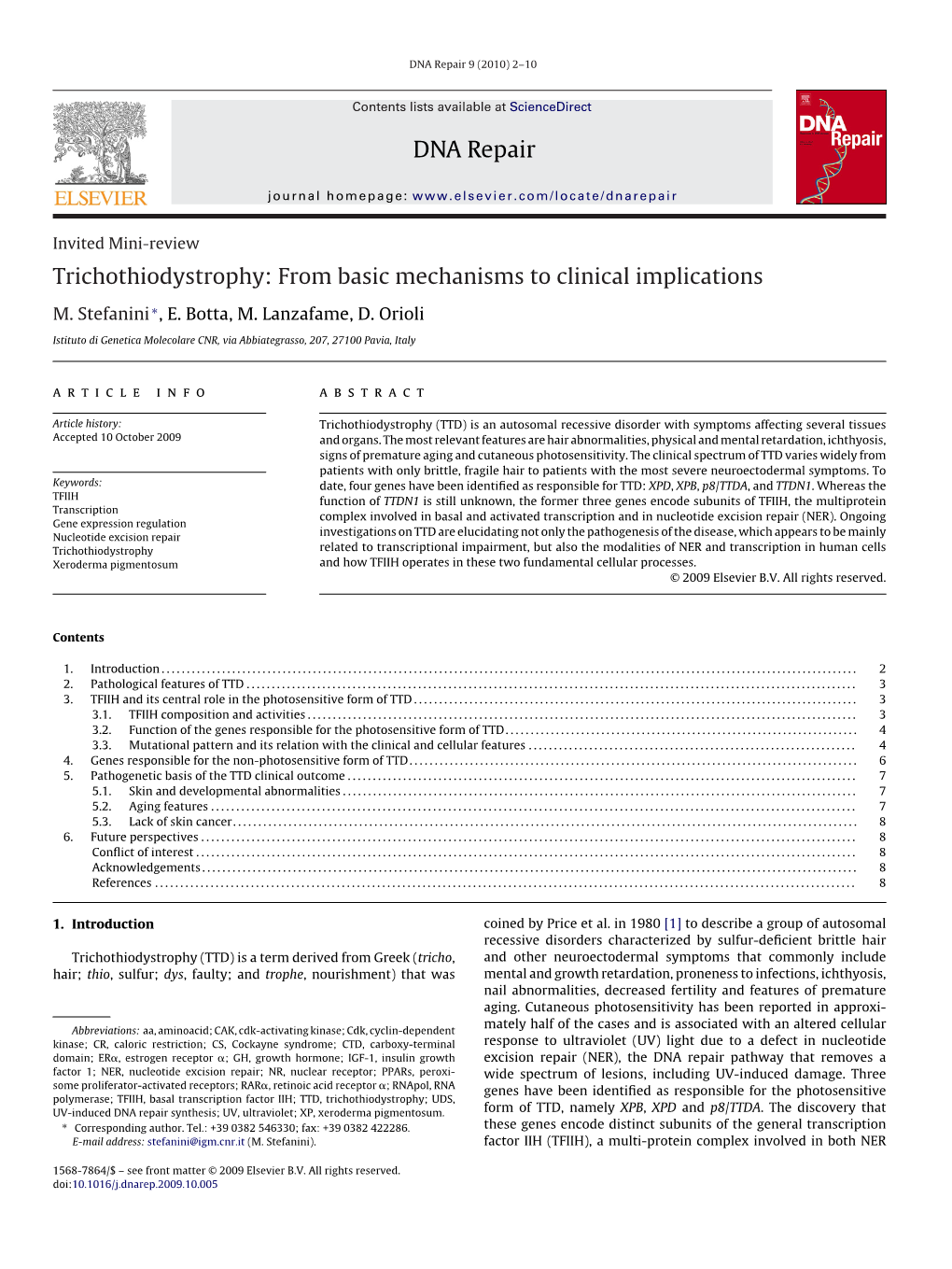 DNA Repair Trichothiodystrophy