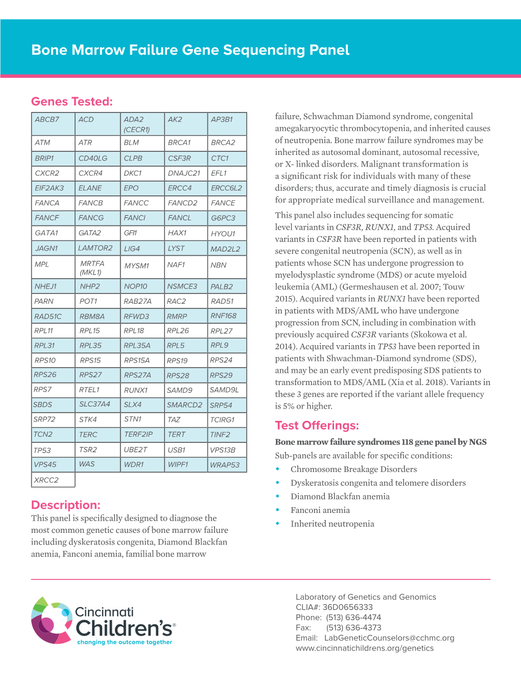 Bone Marrow Failure Gene Sequencing Panel