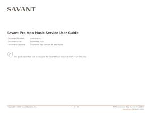 Savant Pro App Music Service User Guide