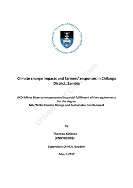 Climate Change Impacts and Farmers' Responses in Chilanga District