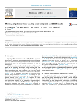 Mapping of Potential Lunar Landing Areas Using LRO and SELENE Data