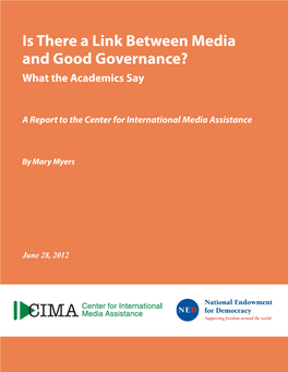 Is There a Link Between Media and Good Governance? What the Academics Say