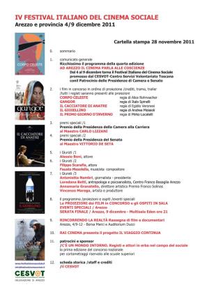 4 FESTIVAL ITALIANO CINEMA SOCIALE Cartella Stampa.Pmd