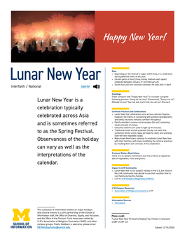 Lunar New Year Celebrate Between January 21 and February 20