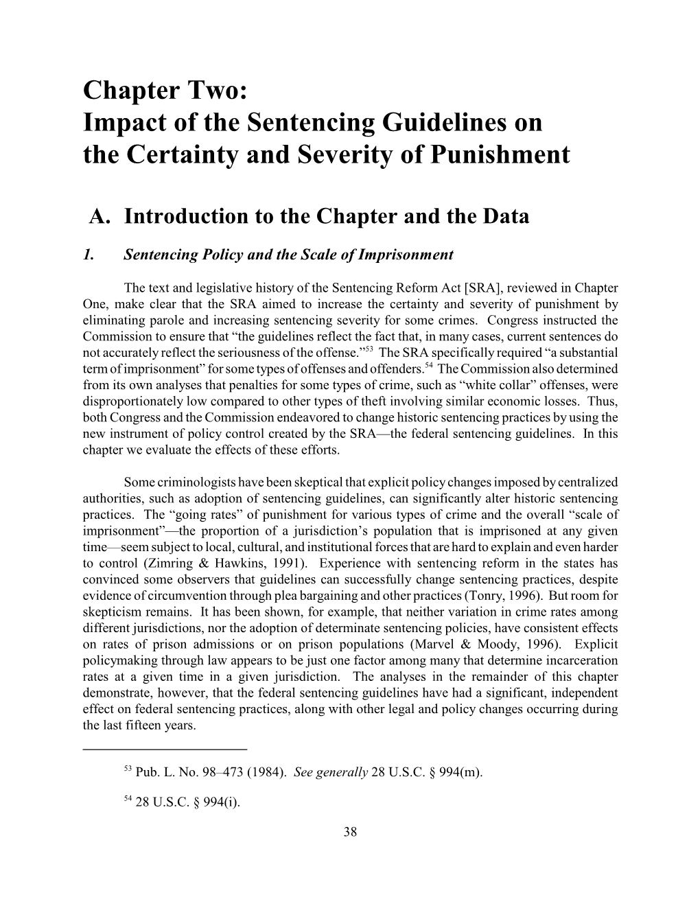 Chapter Two: Impact of the Sentencing Guidelines on the Certainty and Severity of Punishment