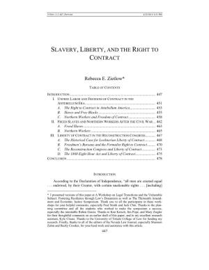 Slavery, Liberty, and the Right to Contract