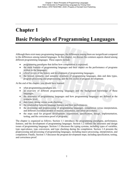 Chapter 1 Basic Principles of Programming Languages