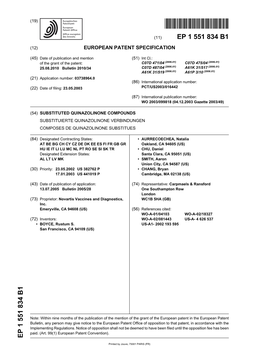 Substituted Quinazolinone Compounds Substituierte Quinazolinone Verbindungen Composes De Quinazolinone Substitues