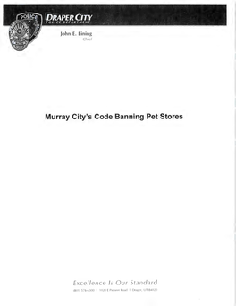 Murray City's Code Banning Pet Stores