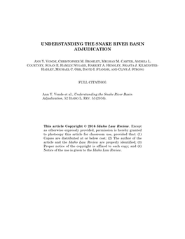 Understanding the Snake River Basin Adjudication